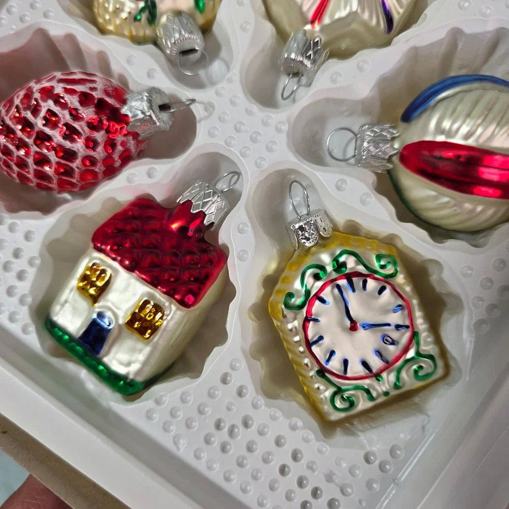 Home For The Holidays Vintage Miniature Glass Christmas Ornaments Set 12 Piece